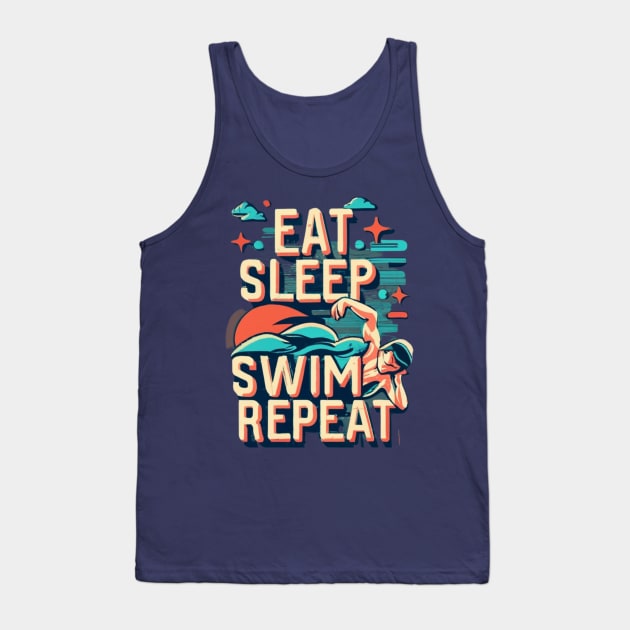 Eat, Sleep, Swim, Repeat Tank Top by Swag Like Desi